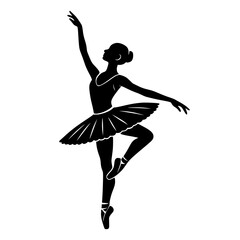 Elegant ballerina silhouette in a graceful pose. Perfect for dance, ballet, and artistic themes. Vector illustration. © blimbink