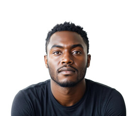 Obraz premium Portrait of a confident man high-quality neutral self-expression. Isolated on transparent background, png.