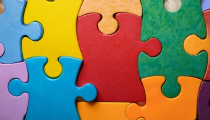 Obraz premium Colorful puzzle pieces fit perfectly