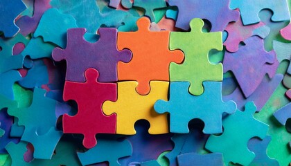 Colorful puzzle pieces fit perfectly