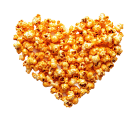 Popcorn heart food creative isolated on transparent background, png