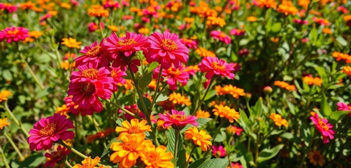 Naklejka premium Vibrant lantana blooms blanket a sun-drenched Florida meadow, red, beauty