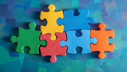 Fototapeta premium Colorful puzzle pieces fit perfectly