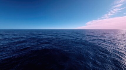 Fototapeta premium Expansive ocean horizon. Calm, clear water meets a vast, vibrant sky