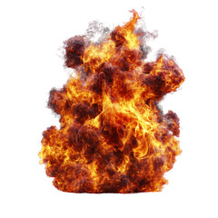 Fiery blaze of a bright fire burning vividly with flames dancing in the night creating a warm and inviting atmosphere isolated on transparent background..