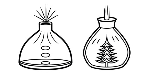 Cedarwood Essential Oil Diffuser in a wood or glass bottle containing liquid, placed next to various bottles of oil, vinegar, and medicine in a chemistry setting