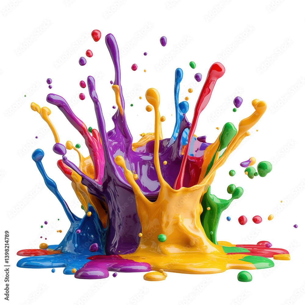 Poster beautifully captivating colorful paint splash creating an artistic impression on a white canvas back
