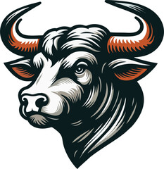 black-and-white vector icon of a bull