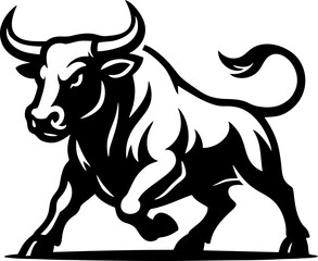 black-and-white vector icon of a bull