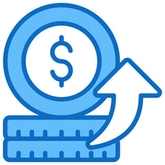 Growth Rate Icon Financial Projection and Management Blue Fill Design Vector Concept