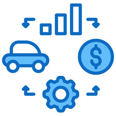 Resource Icon Financial Projection and Management Blue Fill Design Vector Concept