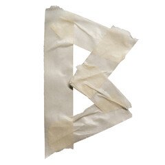 Letter B made of off-white color masking tape