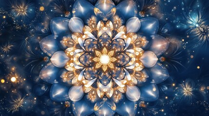 Celestial Mandala: A Symphony of Blue and Gold