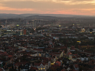 Stunning Aerial View of a Beautiful Cityscape at Dusk and Evening with Vibrant Lights Hannover List Lower Saxony