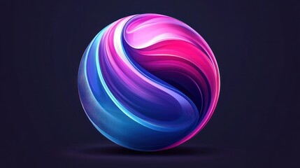 Abstract Sphere with Dynamic Swirling Gradient Colors and Smooth Surface