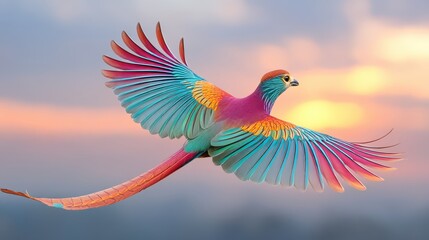 Obraz premium Bird in flight, majestic wings soaring through the expansive sky