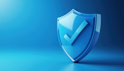 Sky Blue Privacy Shield: Level Five Star Security System Ensuring Protection Of Private Data And Personal Privacy With Check Mark.