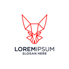 Obraz premium Red Geometric Fox Line Art Logo Design