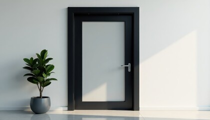 Sleek black aluminum door frame, modern design , dark, building material, elegant