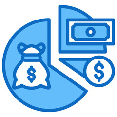 Profit Sharing Icon Financial Projection and Management Blue Fill Design Vector Concept