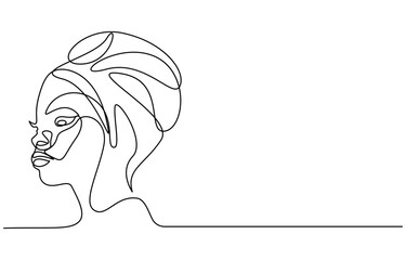 African American women Continuous one line drawing