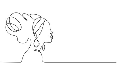 African American women Continuous one line drawing