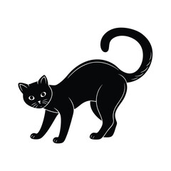 cat arching back vector art silhouette