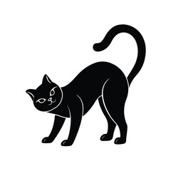 cat arching back vector art silhouette