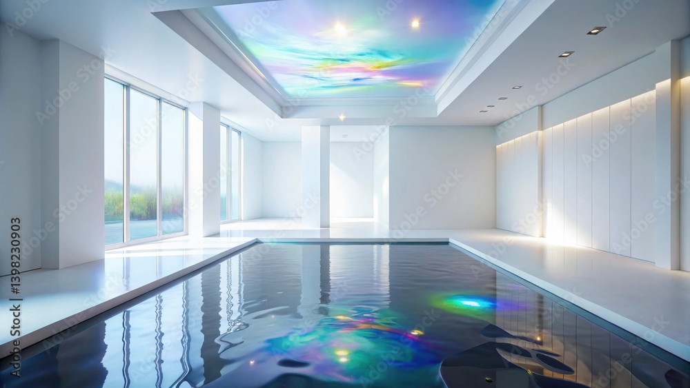 Aufkleber serene indoor pool with colorful celestial ceiling and expansive windows