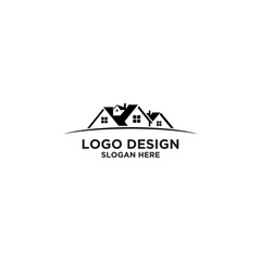 Simple Black and White House Logo Design