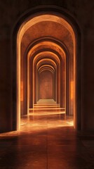 Fototapeta premium Golden arched hallway interior