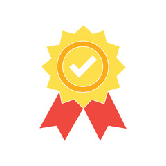 Approval check medal icon. Certified medal. Quality Badge. Vector illustration
