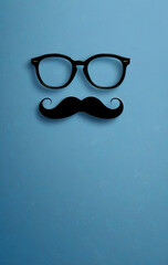 Father’s day event poster template with eyeglass and mustache vector silhouette