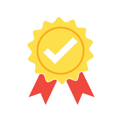 Approval check medal icon. Certified medal. Quality Badge. Vector illustration