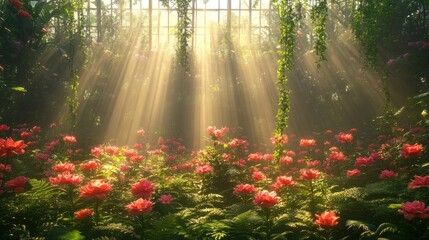 Obraz premium Sunlit Rose Garden