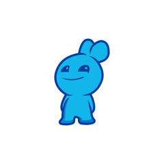 Smiling Blue Cartoon Bunny Illustration
