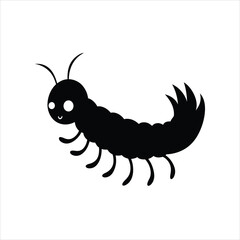  Black Caterpillar Silhouette Vector Illustration