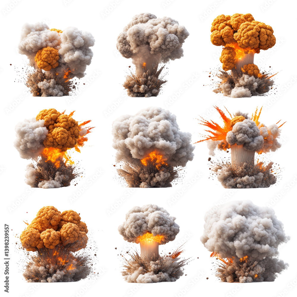 Aufkleber a series of explosions creating a chaotic and dynamic display of energy and color in a dramatic visu
