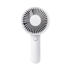 Portable handheld fan home office cutout background computer accessory indoor top view efficient cooling