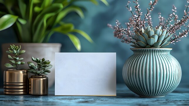 A minimalist white gift card with golden edges on a desk