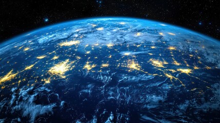 Obraz premium Earth at Night: A Stunning View of City Lights from Space