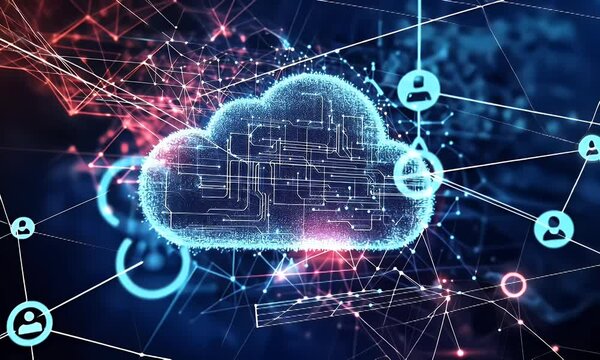 Abstract Representation of Cloud Computing with Digital Connections and Network Data Flow