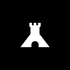 White Castle Silhouette on Black Background