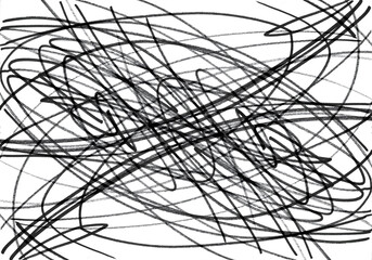 Close up of a black pencil and felt-tip pen stroke for design on white paper background 