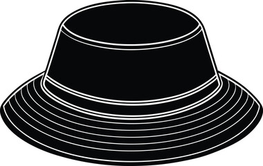 sun hat silhouette vector icon, fashion hat, stylist sun hat, black and white hat, black top hat, on white background.