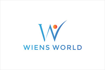 Wiens World Logo: Blue Gradient W with Checkmark