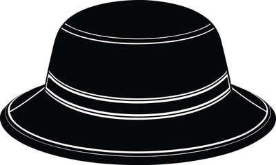sun hat silhouette vector icon, fashion hat, stylist sun hat, black and white hat, black top hat, on white background.