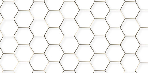 Minimal white hexagonal hexagon modern technology creative emboss light honeycomb polygonal web. abstract geometric science and mosaic tile with template texture background.	