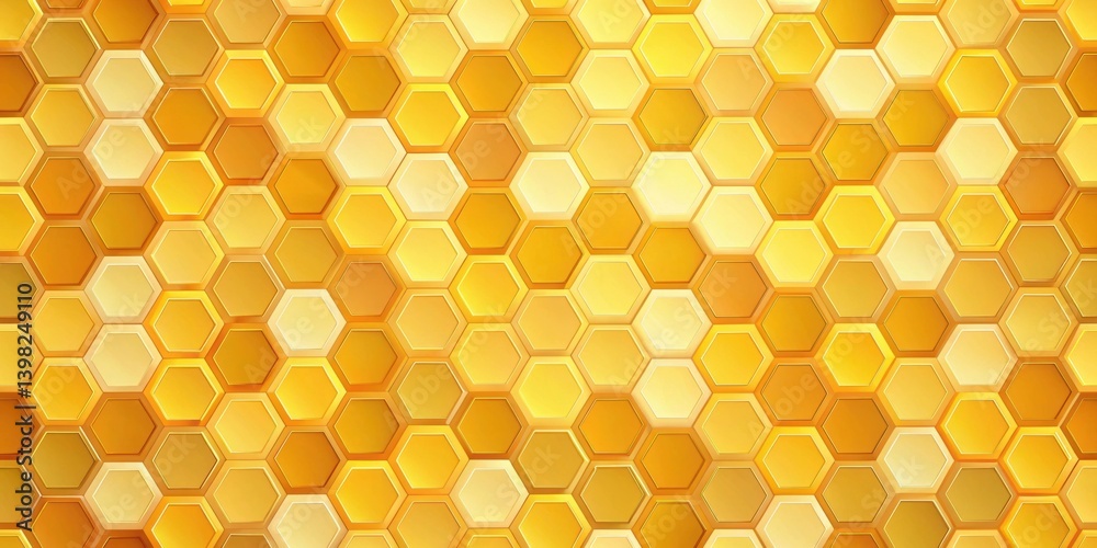Poster Golden Hexagonal Pattern Abstract Geometric Background of Interlocking Shapes with Gradient Hues