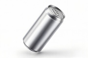 Silver Aluminum Can on White Background for Beverage Packaging